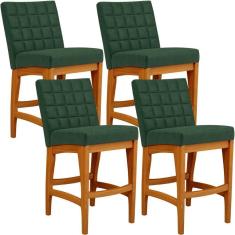 Kit 04 Banquetas Baixa Cozinha Bancada L02 Verde Musgo