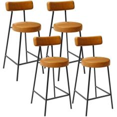 Kit 04 Banquetas Baixa Para Cozinha Sala De Jantar Bar Bancada Milão L02 Couríssimo Whisky