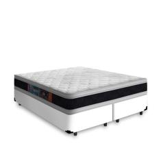 Cama Box Queen + Colchão De Espuma D45 Castor Black White Double Face 