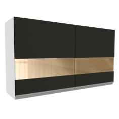 Armário Aéreo Madesa Glamy 120 cm 2 Portas com Vidro - Branco/Preto