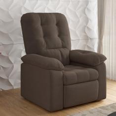 Poltrona do Papai Reclinável Suede Veludo Estoril Espresso Móveis Marrom