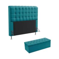 Kit Cabeceira Estofada Decorativa Rana 140 Para Cama de Casal e Calçad