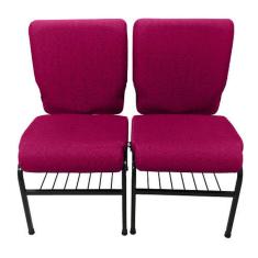 02 Cadeiras para Igrejas c/ Porta Biblía e Porta Cálice Rosa