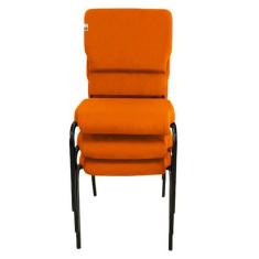 03 Cadeiras Empilhável para Igrejas Evangélicas Linha Church Laranja
