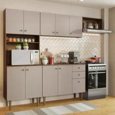 Armário de Cozinha Compacta 235cm Rustic/Crema Gourmet Madesa 02, Rust