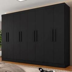 Guarda Roupa Casal Mariah 8 Portas Preto Fosco - Moveis Arapongas Preto Fosco