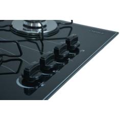 Fogão Cooktop À Gás 4 Bocas ChamaLar Ultra Chama Vidro Bivolt, Preto, 