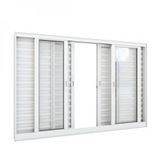 Janela Veneziana De Correr Central 6 Folhas 100X120 Lucasa Branco