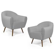 Kit 02 Poltronas Nina Pés Palito C315 Cinza Claro