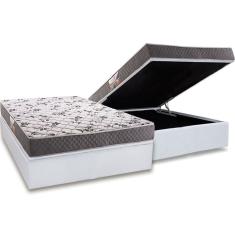 Cama Box Baú Casal: Colchão Anatômico Herval D28 / AG65 Ortopedic Black + Base crc Courano White (138x188)