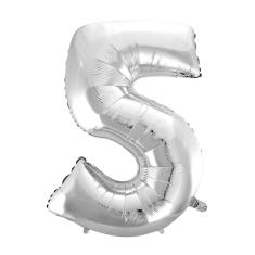 Balão Metalizado Prata Número 5 - 70cm