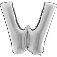 Balão Metalizado Prata Letra W - 1 Metro