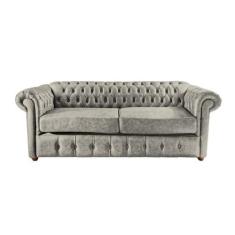 Sofá Chesterfield Luiz XV 1,80cm c. Ecológico Cinza sala de estar/rece