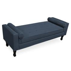 Recamier Baú Namoradeira 160cm Felix Suede Azul Marinho - Montanaris Decor