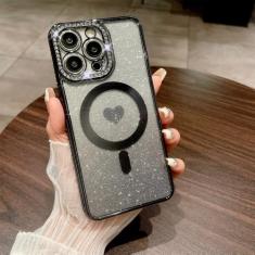 Luxo glitter diamante bonito amor caso para iphone 15 14 11 12 13 pro max, preto, para iphone 13promax