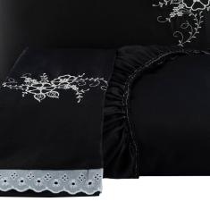 Jogo de Lençol Cama Queen 3 Peças com Elástico Bordado