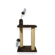 Arranhador para Gatos Sisal Plataforma 2 Andares com Brinquedo - Miupe