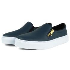 Tênis Sapato Feminino Zíper Baixo Confortável  Sapatenis Calce Facil -