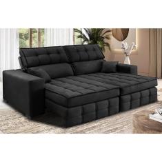 Sofá Retrátil e Reclinável 2,00m Molas Ensacadas e Costura Tripla Cama inBox Nobre. Suede Velusoft