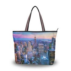 My Daily Fashion Bolsa de ombro feminina para mulheres, Empire State Building New York Skyline Bolsas Grande, Multicoloured, Large