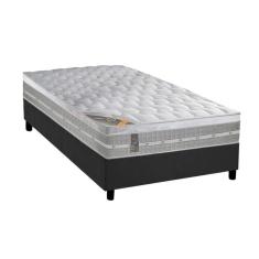 Cama Box Solteiro: Colchão Molas Pocket Ensacadas Castor Premium Gel + Base Crc Suede Gray (88x188)