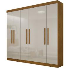 Guarda Roupa Casal Hera 6 Portas 2 Gavetas 100% MDF Imbuia-off White Móveis Rufato