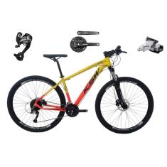 Bicicleta Aro 29 Ksw Xlt 27v Câmbios Shimano Altus Freios Hidráulicos Garfo Com Trava - Amarelo/Laranja