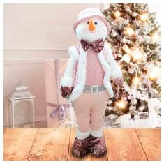 Decoração Natal Boneco de Neve Rosa Natalino 63cm