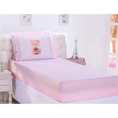 Jogo De Lençol Ursinha Rosa Solteiro 02 Peças