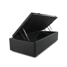 Cama Box baú solteiro 88x188 Sintético Preto