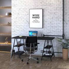 Mesa Para Escritório Kuadra 4 Prateleiras Ônix - Compace