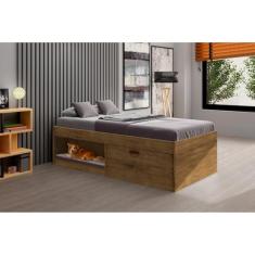 Cama Solteiro com Sapateira e Nicho Laura Yescasa Jequitiba