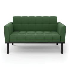 Sofá Namoradeira 2 Lugares Base De Madeira Preto Elisa Suede D03 - D`rossi Cor Verde