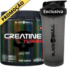 Creatina Monohidratada TURBO 300g Black Skull + Coqueteleira Fumê 600m