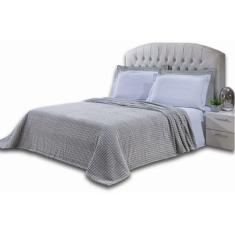 Cobertor Manta Casal Padrão Flannel Microfibra Alto Relevo Macio Cinza