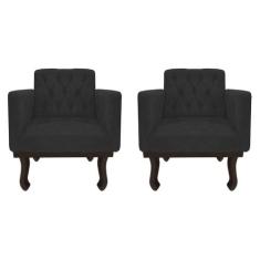 Kit 02 Poltronas Decorativas Classic Sintético Preto - AM Decor, Preto