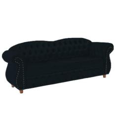 Sofá Chesterfield Merlo 3 lugares 2M - Suede Preto / Decoração, recepç