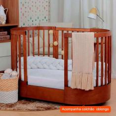 Berço Multifuncional com Colchão Wave Mel e Branco
