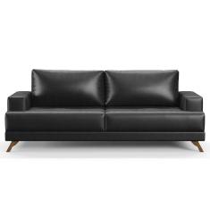 Sofá 3 Lugares 200cm Living Pés Curvos Santi D05 Sintético Preto - Mpozenato