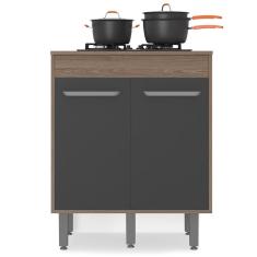 Balcão Para Cooktop Com 3 Portas E Tampo Barcelona Cor Carvalho Oak Grafite Poliman Móveis