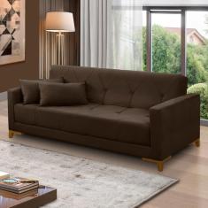 Sofá Cama 3 lugares 2,00m Aurora Suede Marrom Adonai Estofados