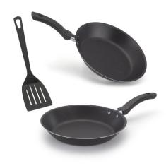 Jogo Frigideira 2 Peças e Espátula 16 e 20 Preto Nacional - Alumínio N