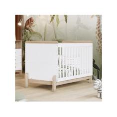 Berço Mini-cama 2 em 1 Ternura - Henn, Branco e Jequitibá