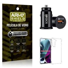 Carregador Veicular Turb Com Capinha Moto G200 E Película 3D