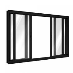 Janela de Alumínio de Correr 100x200cm 4 Folhas Lucasa Alumínios Preto