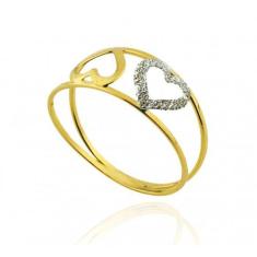 Anel de ouro 18k Duplo Coração - Elegancy Joias, 14