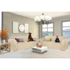 Kit Capa Para Sofá De 2 E 3 Lugares Em Brim Peletizado Protetor Macia 