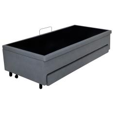 Bicama Solteiro Com Baú 88x188 Courino Cinza