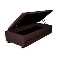 Bicama Com Baú Solteiro 96x203 Cm Courino Marrom