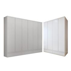 Conjunto 2 Guarda Roupa 4 Portas 3 Gavetas 100% Mdf Urbano Branco
